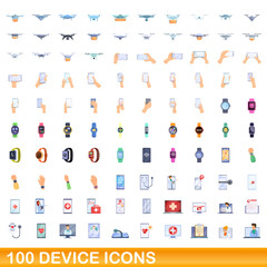100 device icons set. Cartoon illustration of 100 device icons vector set isolated on white background