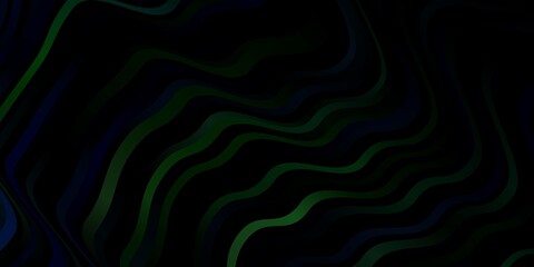 Dark Green vector background with bent lines.