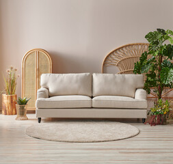 Wooden furniture, sofa and cabinet style, lamp decoration and carpet style.