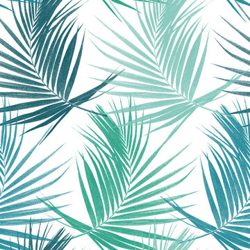 Tropical palm leaves seamless botanical pattern. Exotic foliage bright print. Bright jungle plants. Green leafy allover background
