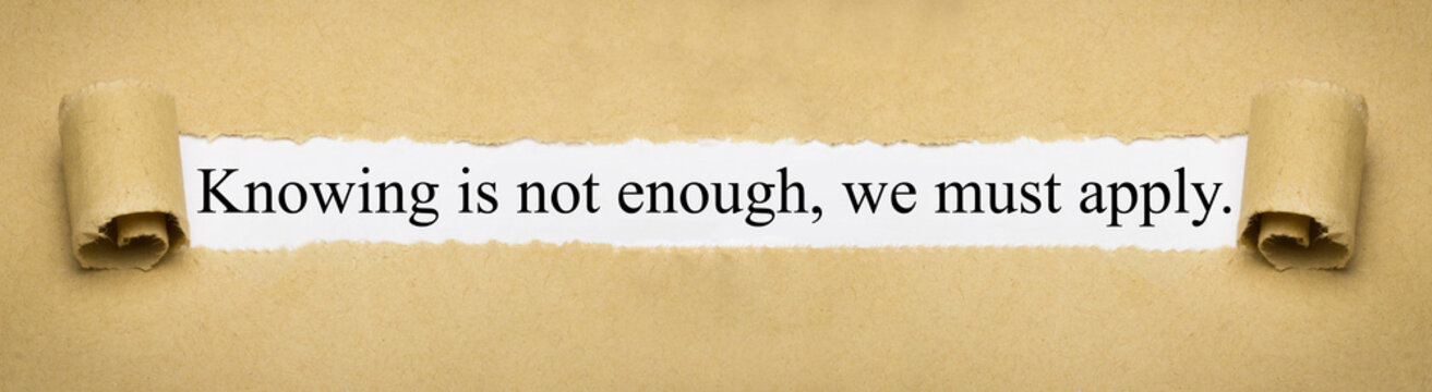 Knowing is not enough, we must apply.