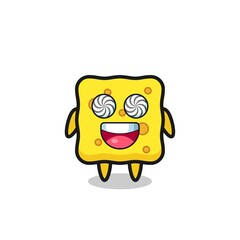 cute sponge character with hypnotized eyes