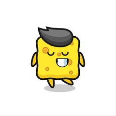 sponge cartoon illustration with a shy expression