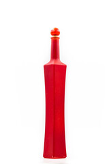 Red bottle isolated on white background.