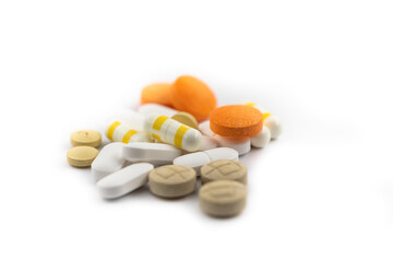 Pills isolated on white background.