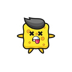 character of the cute sponge with dead pose