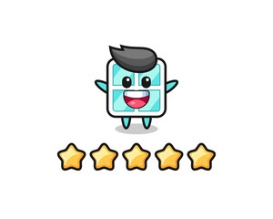 the illustration of customer best rating, window cute character with 5 stars