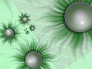 Original fractal image with green  flowers. Template with place for inserting your text. Fractal art as background...