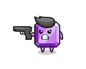 the cute purple gemstone character shoot with a gun