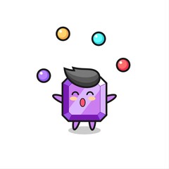 the purple gemstone circus cartoon juggling a ball