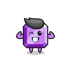 the muscular purple gemstone character is posing showing his muscles