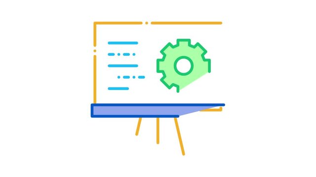 Presentation Gear Icon Animation. color Presentation Gear animated icon on white background
