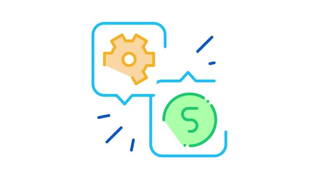 Gear Dollar Quote Icon Animation. color Gear Dollar Quote animated icon on white background