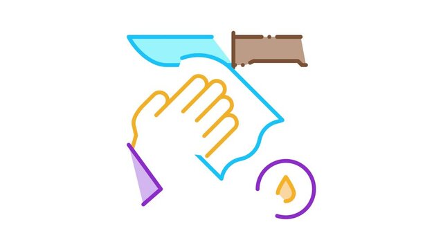 Knife Cleaning Icon Animation. color Knife Cleaning animated icon on white background