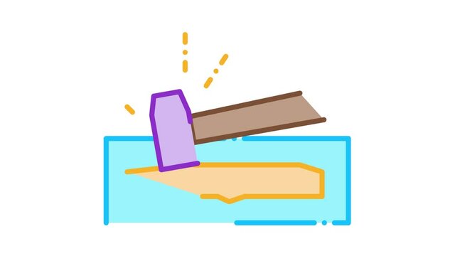Knife Hammer Icon Animation. color Knife Hammer animated icon on white background