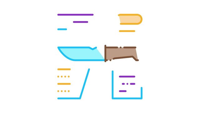 Knife Description Icon Animation. color Knife Description animated icon on white background