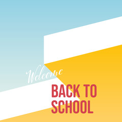 Back to school abstract vector background. Symbol of education, students, school building. Minimal illustration.