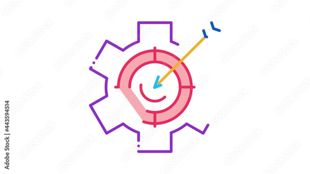 Poster target processing icon animation. color target processing animated icon on white background