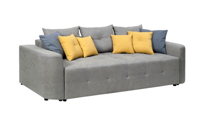 Gray sofa on white background, isolated