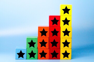 the concept of the best score or reputation with 5 stars and at least 1 star