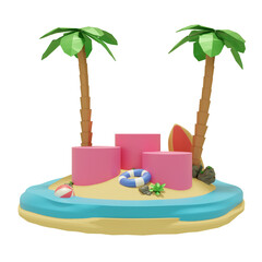 3d design white background summer podium display