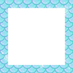 Blank pastel blue fish scales frame template