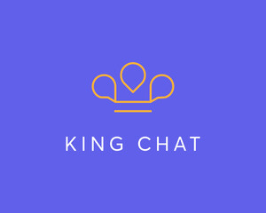 Abstract crown from speech bubble logo design template. Creative support, chat, king, chef vector sign symbol mark logotype.