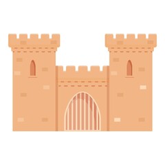 Medieval tower icon cartoon vector. Castle old fort. Stone fortress © nsit0108