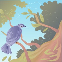 Bird on a Brach Illustration