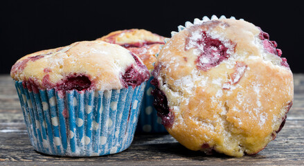 sweet muffins with cherry berries