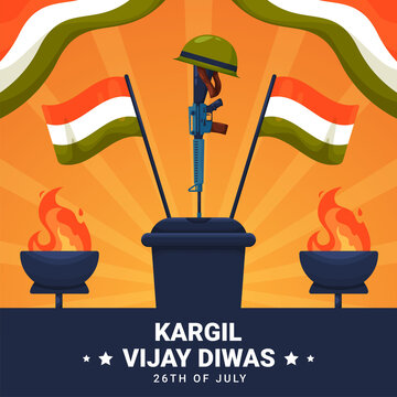Vector Illustration of Kargil Vijay Diwas which English meaning is Kargil Victory Day. Vector Illustration of Martyr Day in India. Commemoration day. saluting the real heroes