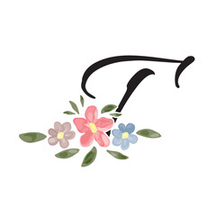 floral letter T on a white background