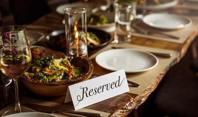 Reserved table at a restaurant