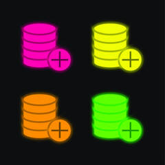 Add four color glowing neon vector icon
