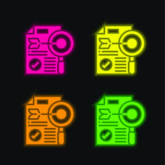 Accuracy four color glowing neon vector icon
