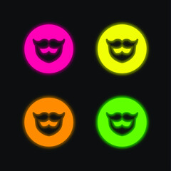 Barber Shop four color glowing neon vector icon