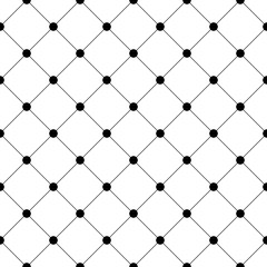 Vector seamless pattern. Abstract geometric pattern. Black and white background. Repeated simple classic texture. Repeating diagonal line and dot for design prints. Diagonal modern stylish background