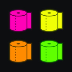 Bandage four color glowing neon vector icon