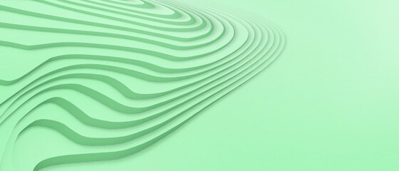Abstract Background. Curve Creative idea and Digital Pattern design Rhythm Concept on Green. banner, website, Copy Space, poster -3d Rendering