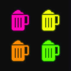 Beer four color glowing neon vector icon