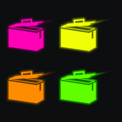 Ammo Tin four color glowing neon vector icon