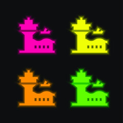Airport four color glowing neon vector icon