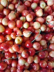 cherries on a market