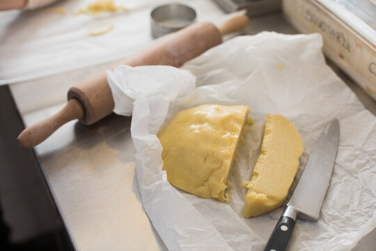 Slice Of Pastry Dough And Knife 