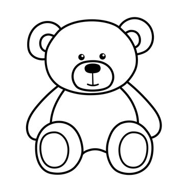 Naklejka Cute teddy bear toy. It is sitting. Simple vector illustration in style outline.