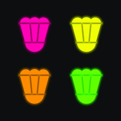 Badminton four color glowing neon vector icon