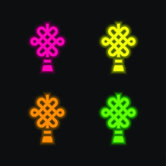 Amulet four color glowing neon vector icon