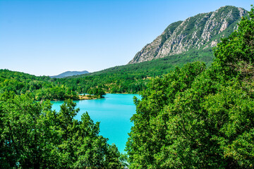 Naklejka premium lake in the mountains, Castel San Vincenzo, Molise Italy