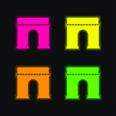 Arc De Triomphe four color glowing neon vector icon