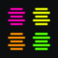 Align four color glowing neon vector icon
